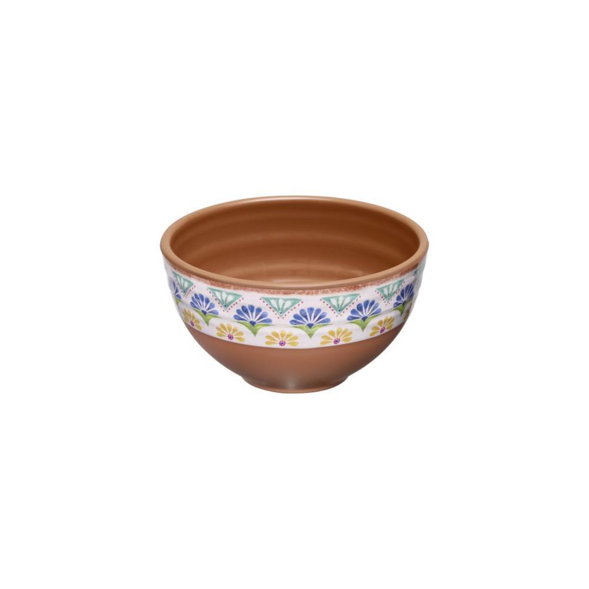 APS Schale -ARABESQUE- , Ø 13 cm, H: 7 cm , Melamin, 0,4 Liter , innen: Terrakottaoptik , außen: Dekor ,; 400 ml, 13x13x7 cm (LxBxH); terrakotta/blau/weiß; rund