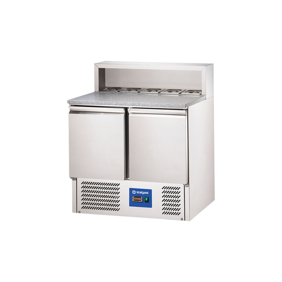 Stalgast Edelstahl Pizzatisch, 2-türig, mit Kühlaufsatz, Serie Starline 90x109x70 cm (BxHxT); silber