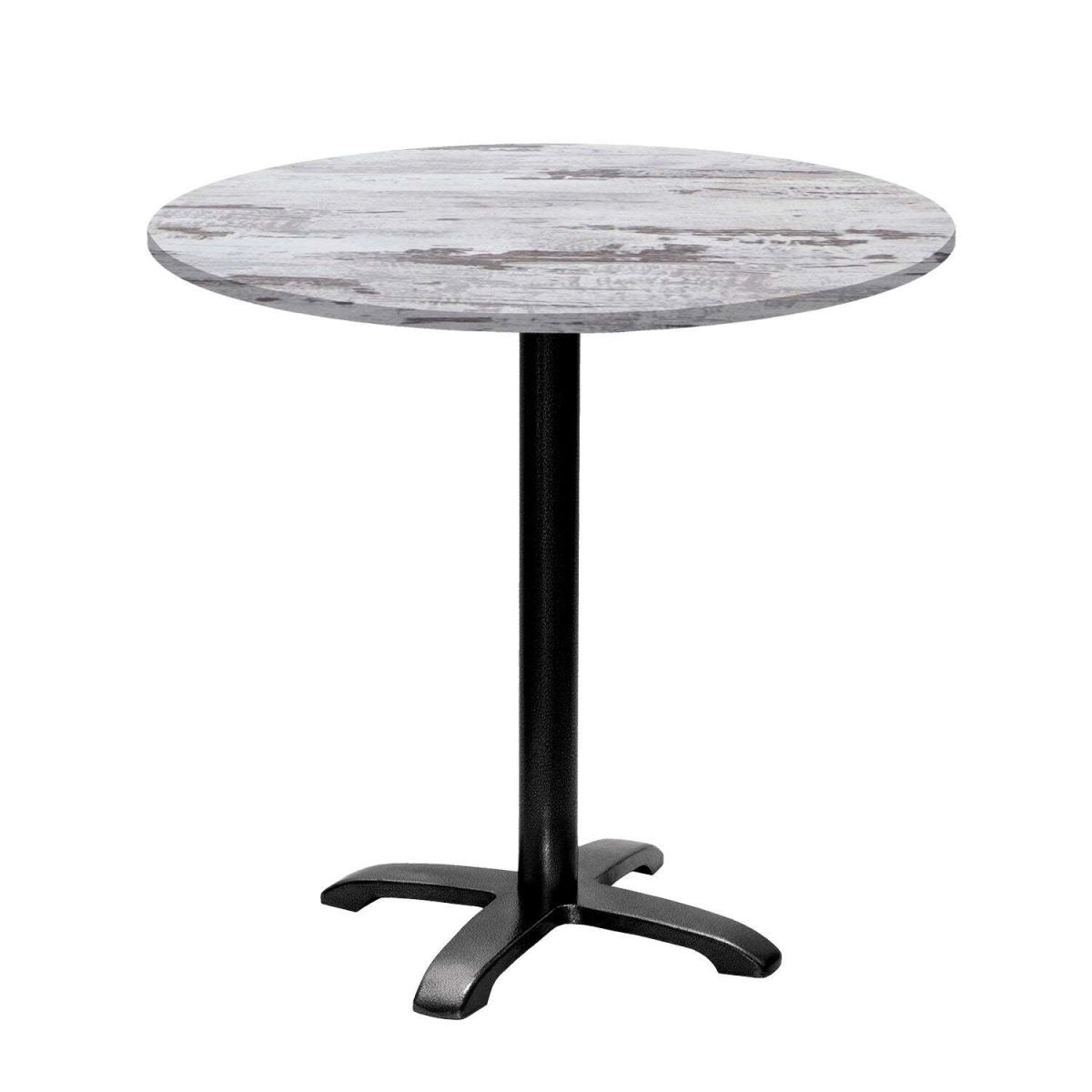 RestooTab Tisch Bazila rund - Dekor Holz 74x80 cm (HxØ); Platte eiche/weiß, Gestell schwarz; rund