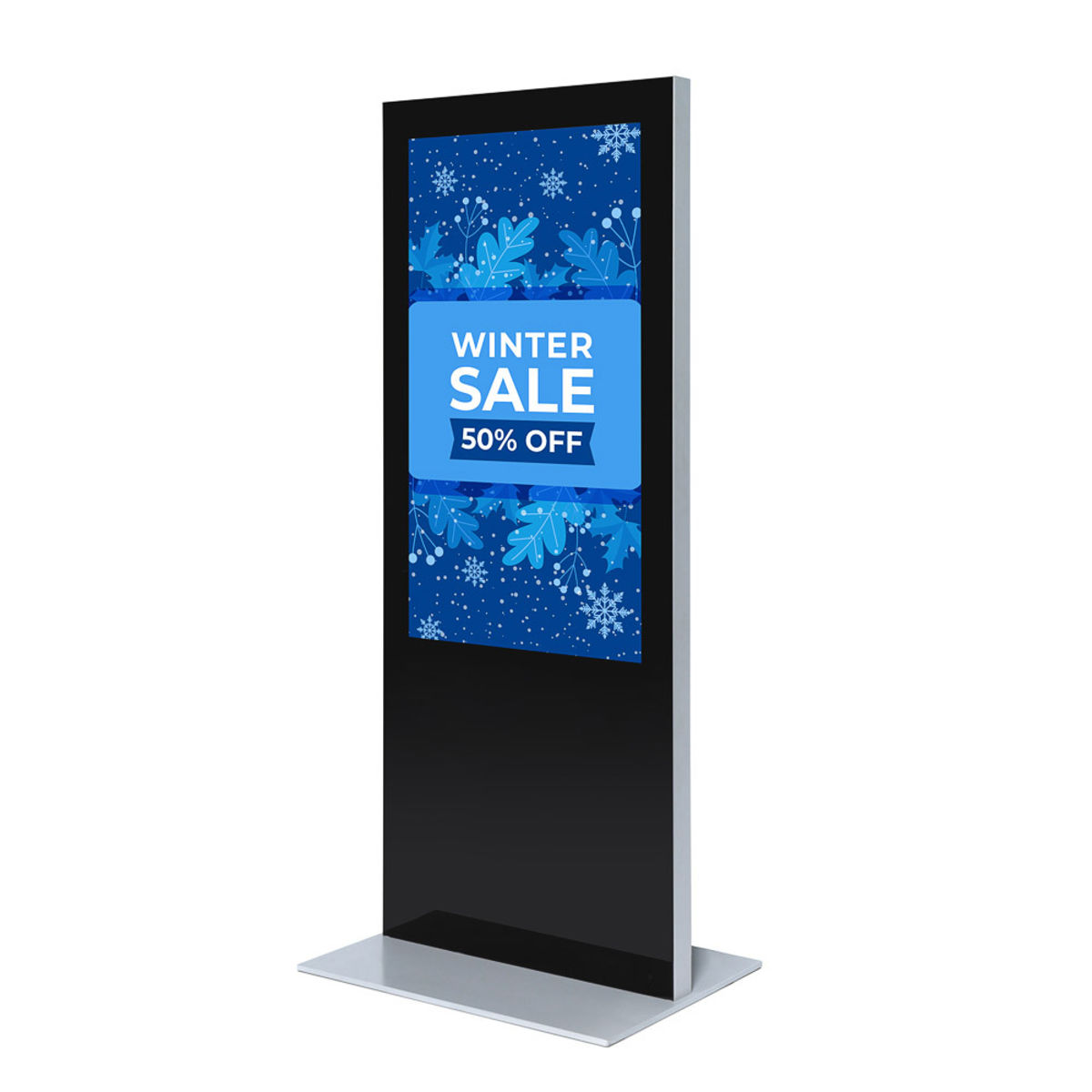Foya Digitale Infostele Slim mit Bildschirm 87.3 cm (B); schwarz/silber
