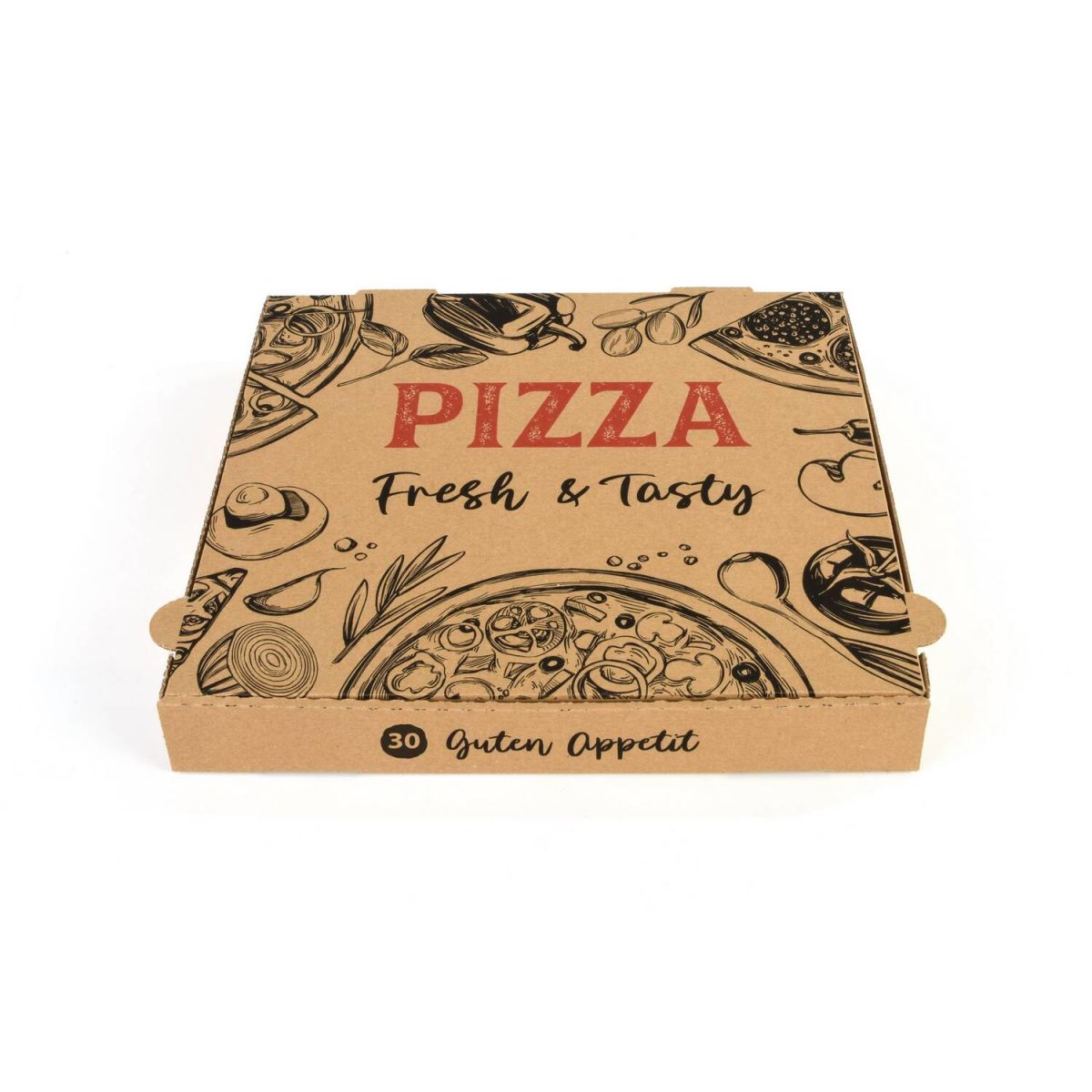 Plock Pizzakarton, 30 x 30 x 4 cm 30x30x4 cm (LxBxH); braun; 100 Stück / Pack
