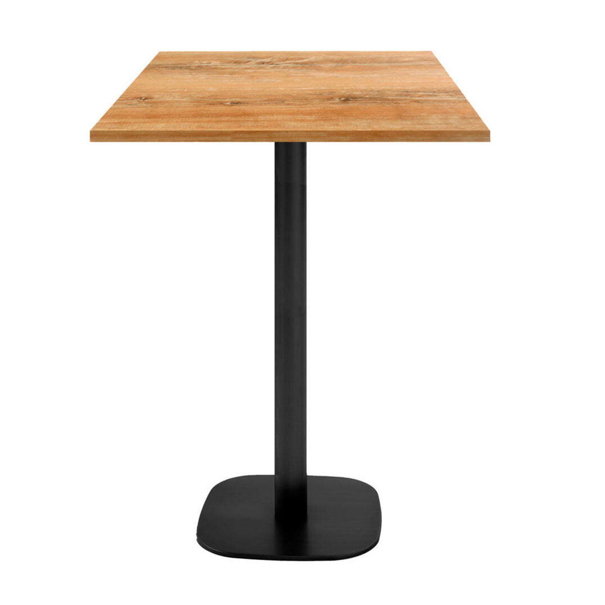 RestooTab Stehtisch Round quadratisch - Dekor Stein & Holz 60x60x113 cm (LxBxH); Platte eiche antik, Gestell schwarz; quadratisch