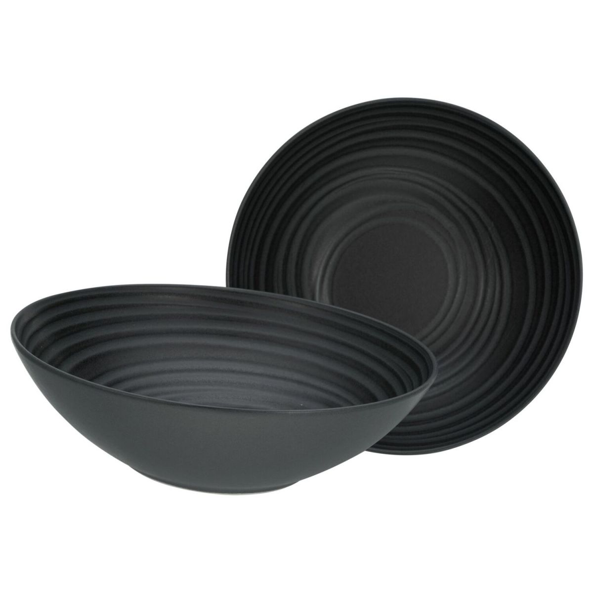 CreaTable Lava Stone sand - Salatschüssel 24 cm 2er Set 1500 ml, 24x7 cm (ØxH); schwarz; rund; 2 Stück / Pack