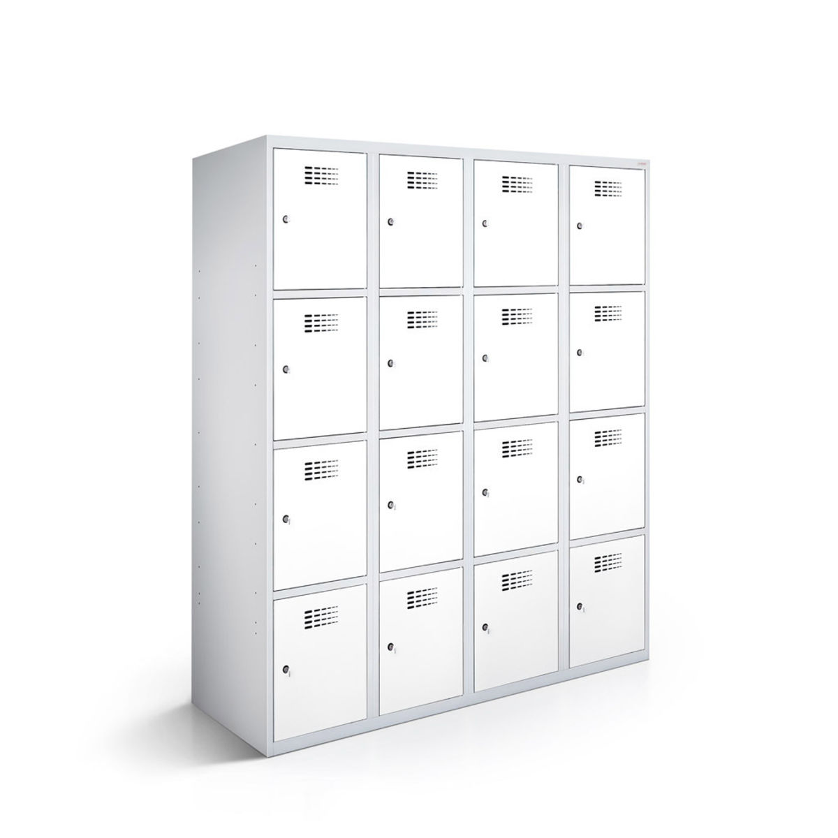 rotstahl Fächerschrank 16 Fächer mit lichtgrauem Korpus 120x50x180 cm (BxTxH); weiß