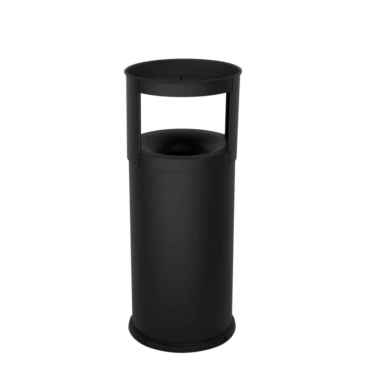 STIL CASA Stil Casa selbstlöschender Abfallbehälter mit Aschenbecher, Stahl lackiert, bodenschonender Kunststoffrand 40 l, 35.5x35.5x33x82 cm (LxBxØxH); schwarz