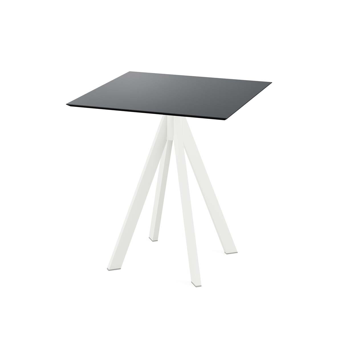 Feros Terrassentisch Infinity Weiß Gestell + HPL quadratisch 70x70x73.2 cm (LxBxH); schwarz; quadratisch