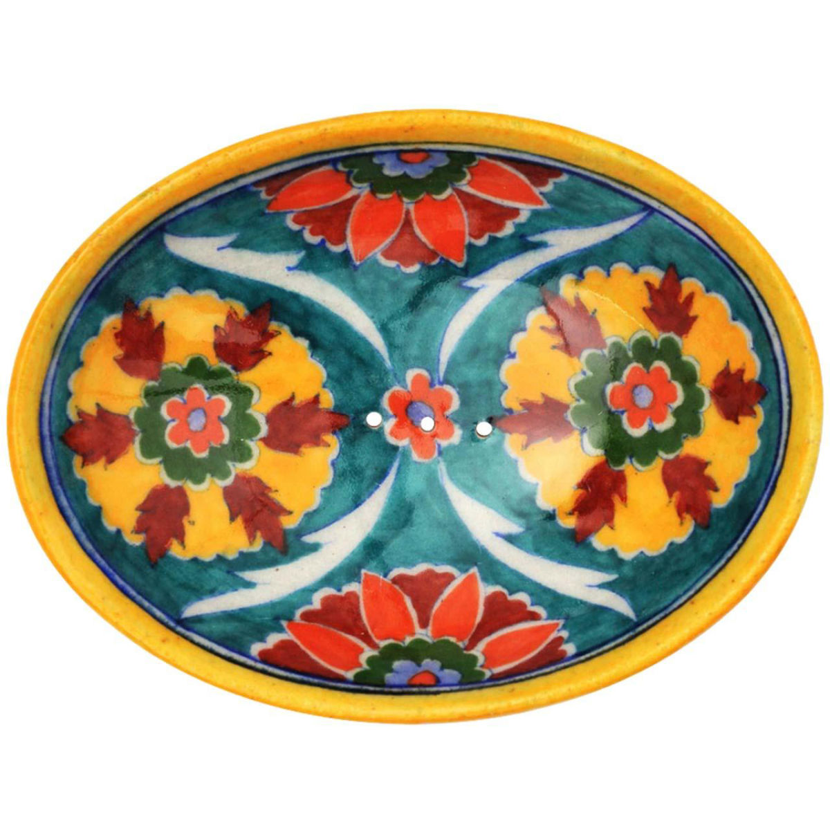 tranquillo Seifenschale 'BLUE POTTERY' bunt, aus Keramik, oval 13x2x9 cm (BxHxT); rot/gelb/grün/orange; oval