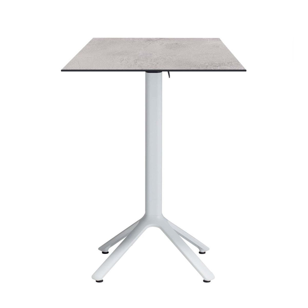 Tavolo alto pieghevole Nemo bianco da esterno 60x60 RestooTab; 60x60x110 cm (LxLxH); Piano tavolo grigio chiaro, struttura bianco; quadrata