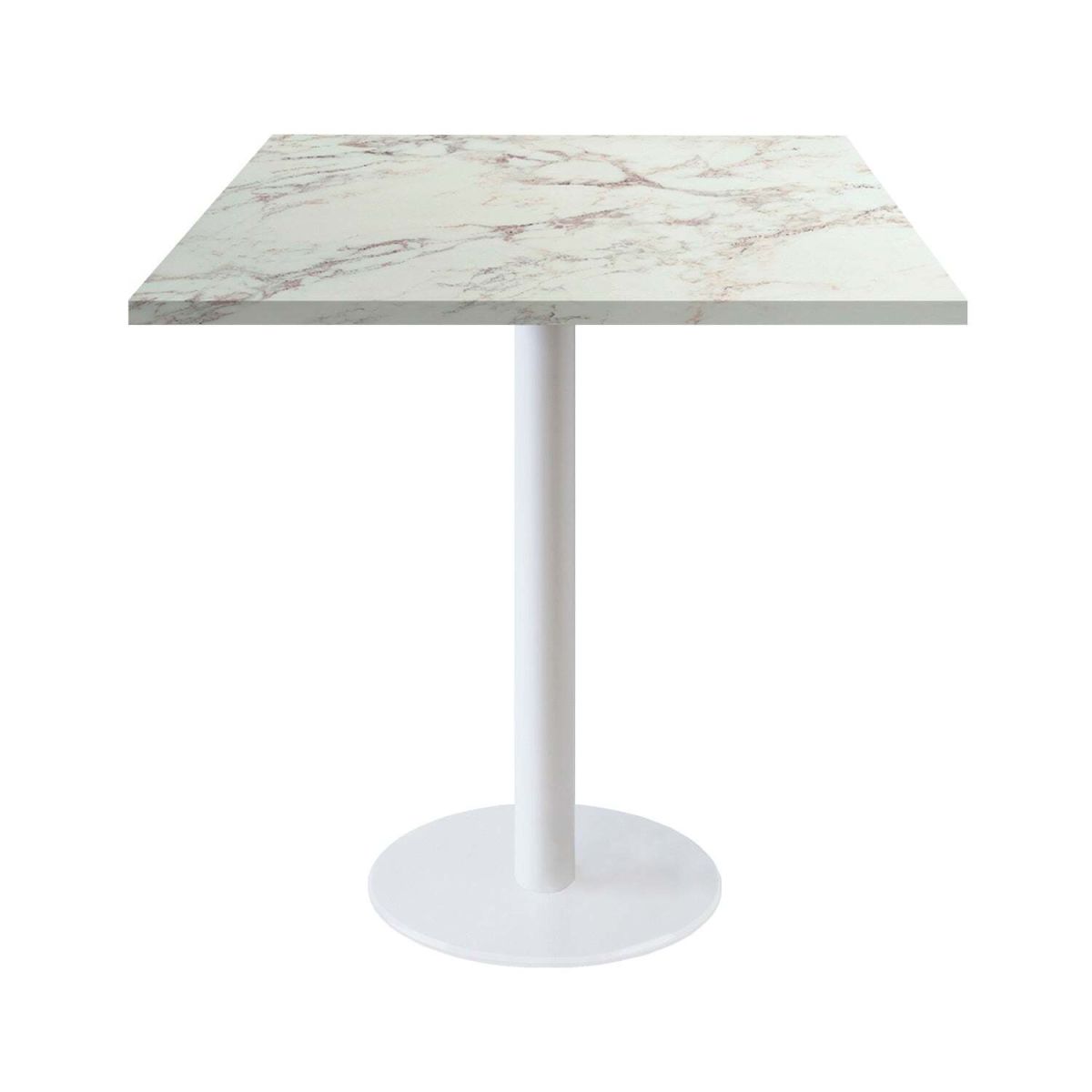 Tavolo Roma quadrato base bianco - laminato legno & pietra RestooTab; 70x70x75 cm (LxLxH); bianco lana/marrone/marmorizzato; quadrata