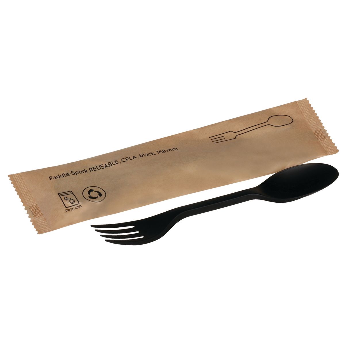 naturesse Gabel-Löffel REUSABLE CPLA 16.8 cm (L); schwarz; 500 Stück / Pack