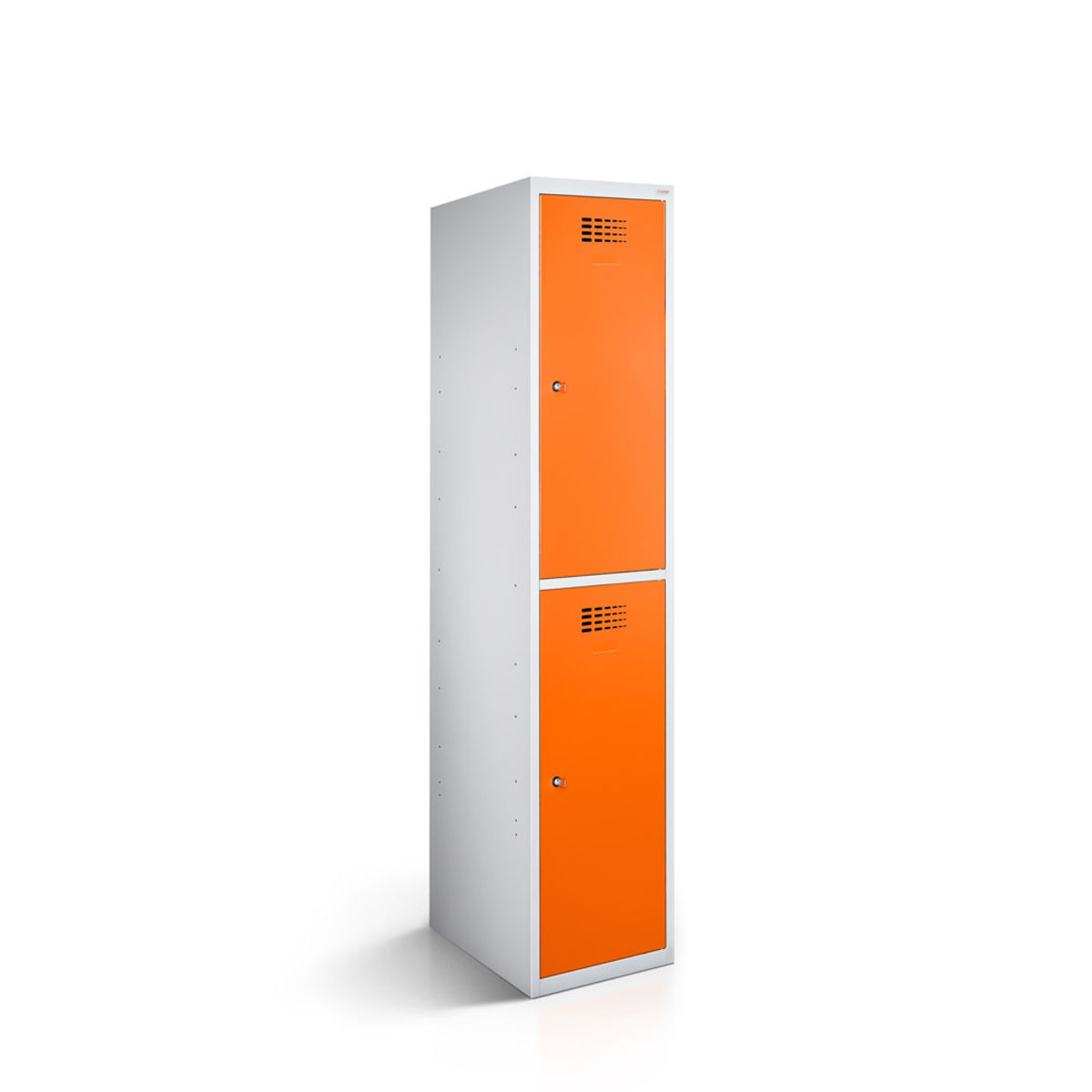rotstahl Garderobenspind 2 Türen mit lichtgrauem Korpus 40x50x180 cm (BxTxH); orange