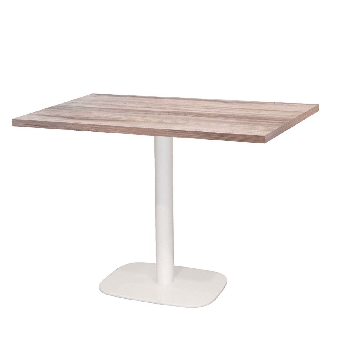 RestooTab Tisch Round rechteckig Gestell weiß - Dekor Holz & Uni 120x70x75 cm (LxBxH); Platte eiche/hellgrau, Gestell weiß; rechteckig