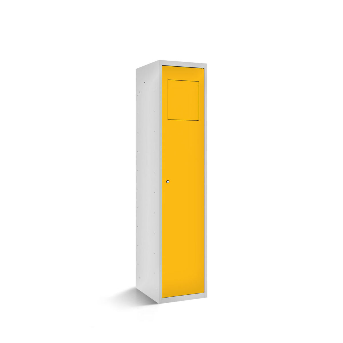 rotstahl Wäschesammelschrank mit Einwurfklappe mit lichtgrauem Korpus 40x50x180 cm (BxTxH); gelb