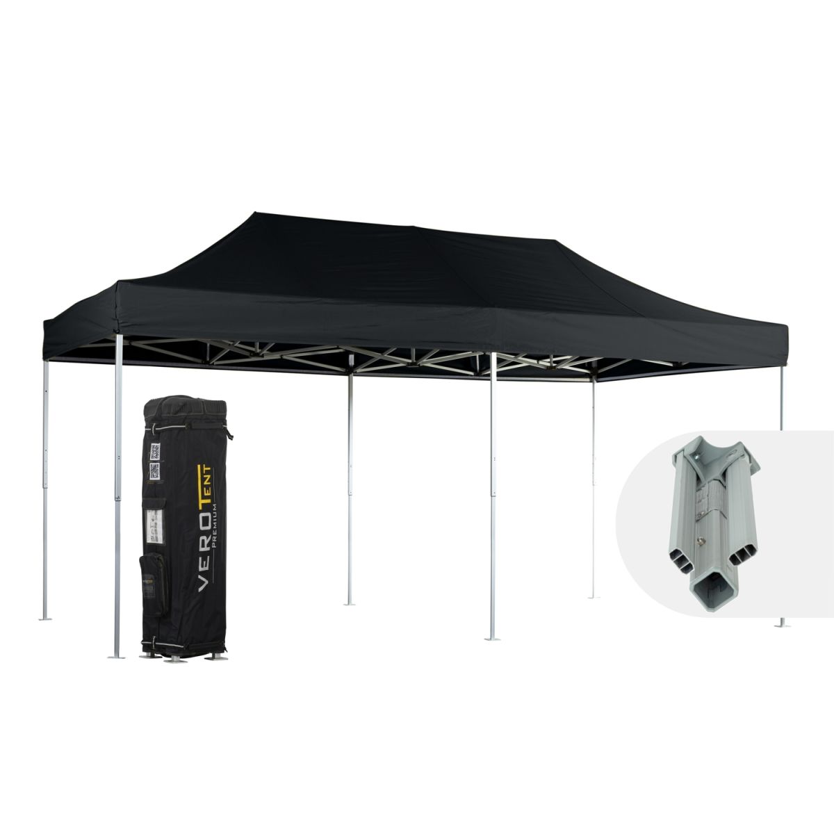 VeroTENT VeroTENT Faltpavillon 3x6m Classic mit Dach 300x600x330 cm (LxBxH); schwarz