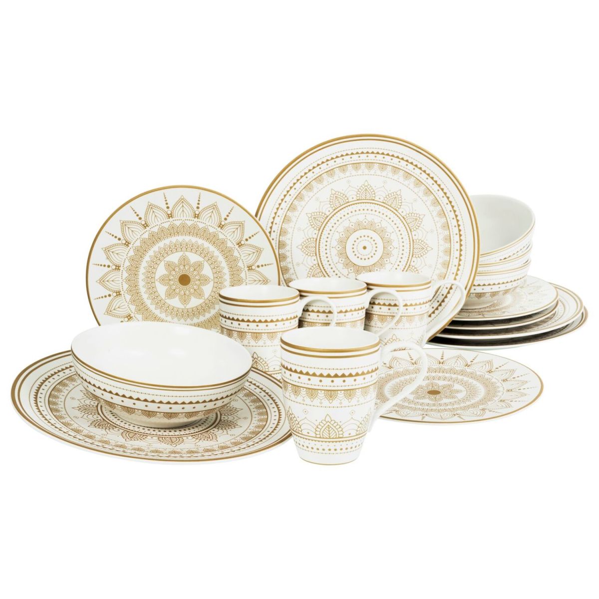 CreaTable Mandala Gold weiss - Kombiservice 16-tlg gold/weiß
