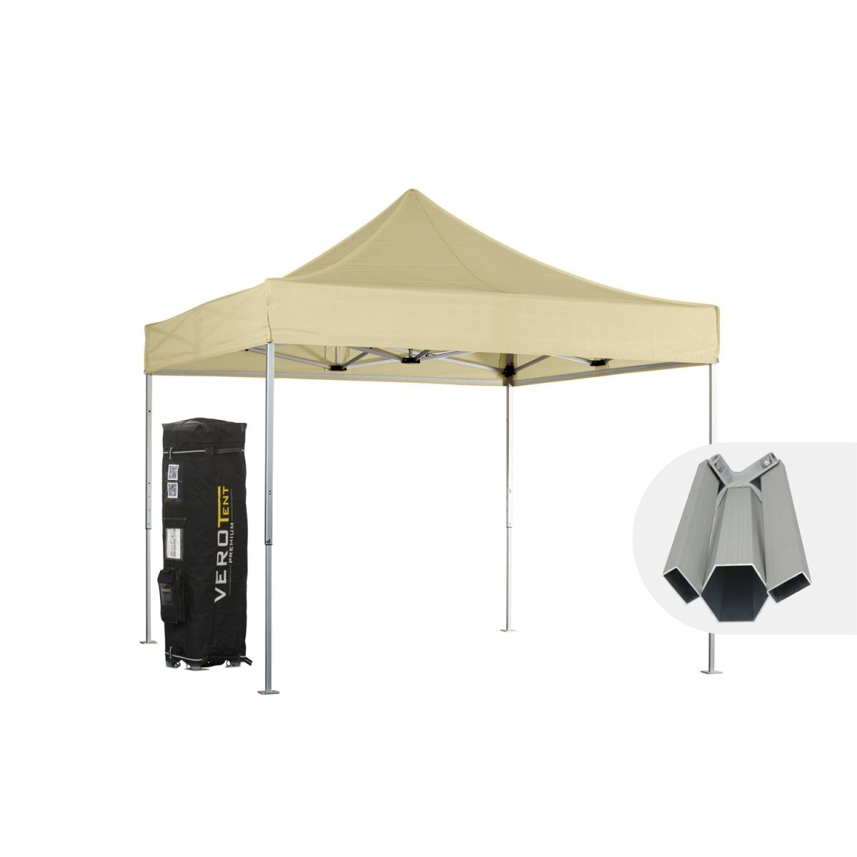 VeroTENT VeroTENT Faltpavillon 3x3m Budget50 mit Dach 300x300x330 cm (LxBxH); beige