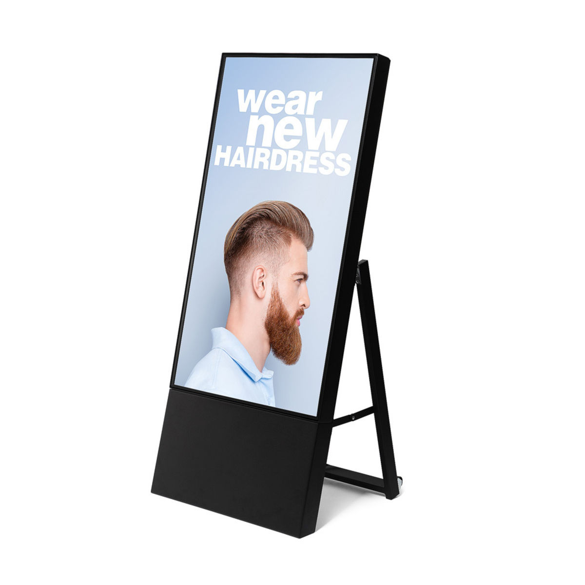 Foya Digitaler Kundenstopper - Smart Line 56 cm (B); schwarz/silber