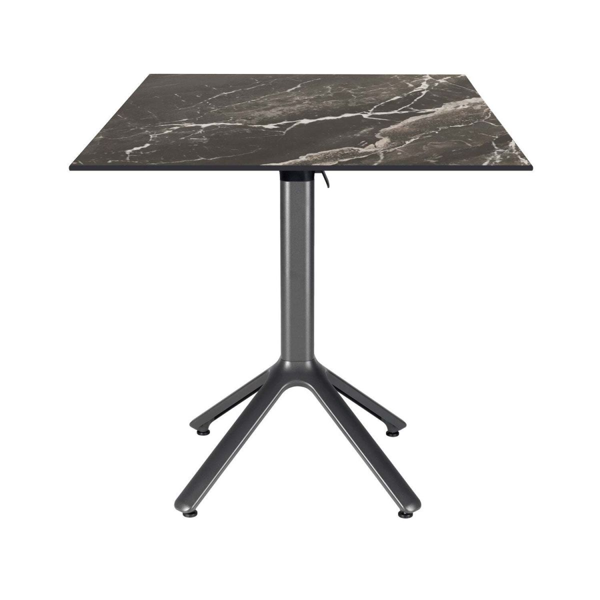 Tavolo pieghevole Nemo da esterno 70x70 RestooTab; 70x70x74 cm (LxLxH); Piano tavolo nero/marrone/marmorizzato, struttura grigio scuro; quadrata