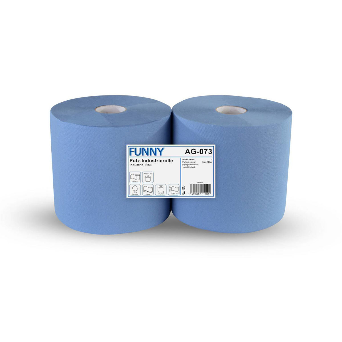 Plock Industrierolle 26 cm, 3-lagig, recycling blau blau; 2 Stück / Pack