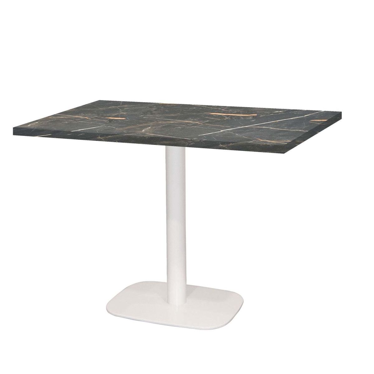 RestooTab Tisch Round rechteckig Gestell weiß - Dekor Stein 120x70x75 cm (LxBxH); Platte steingrau, Gestell weiß; rechteckig