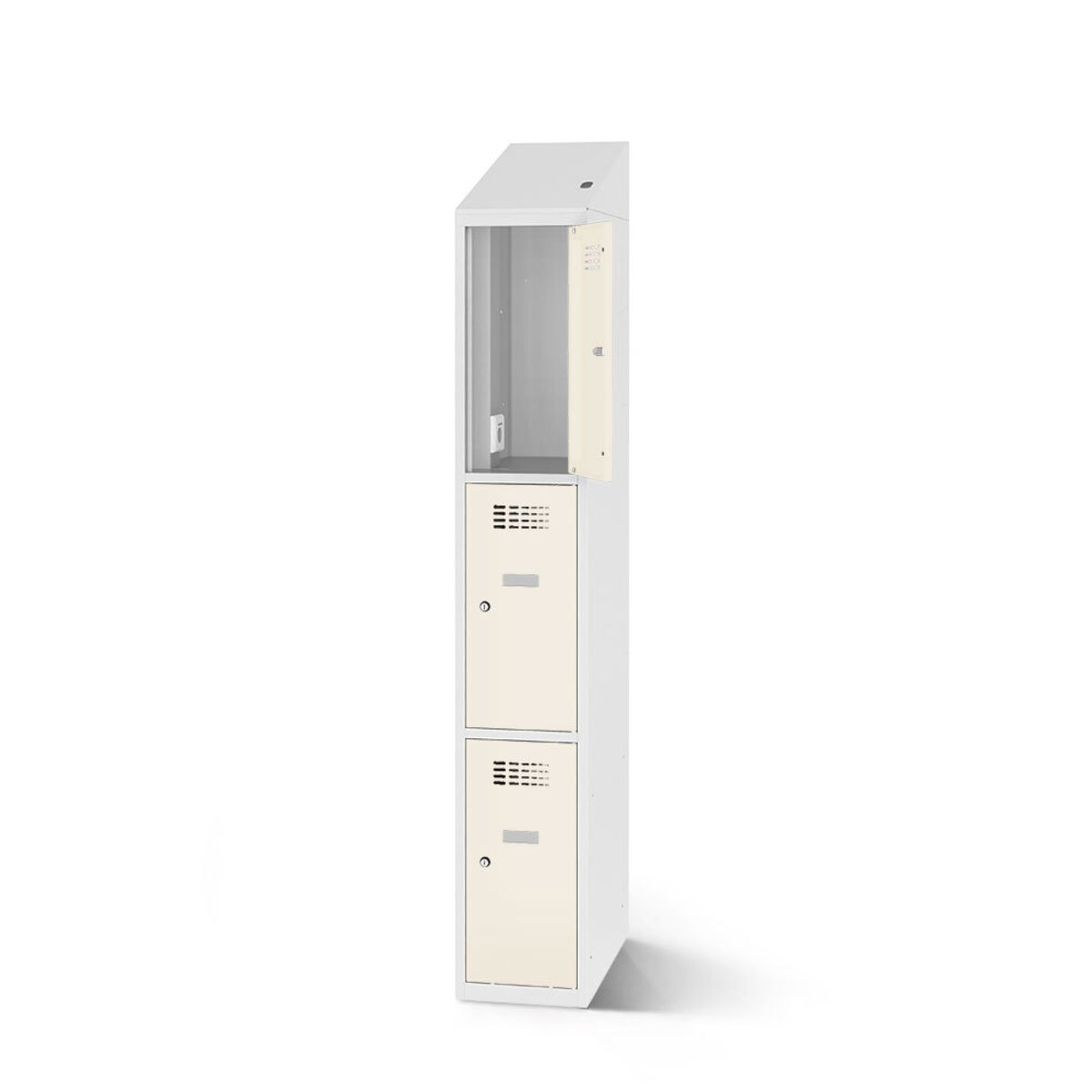 rotstahl Fächerschrank mit Ladefunktion 3 Fächer mit lichtgrauem Korpus 30x200 cm (BxH); weiß