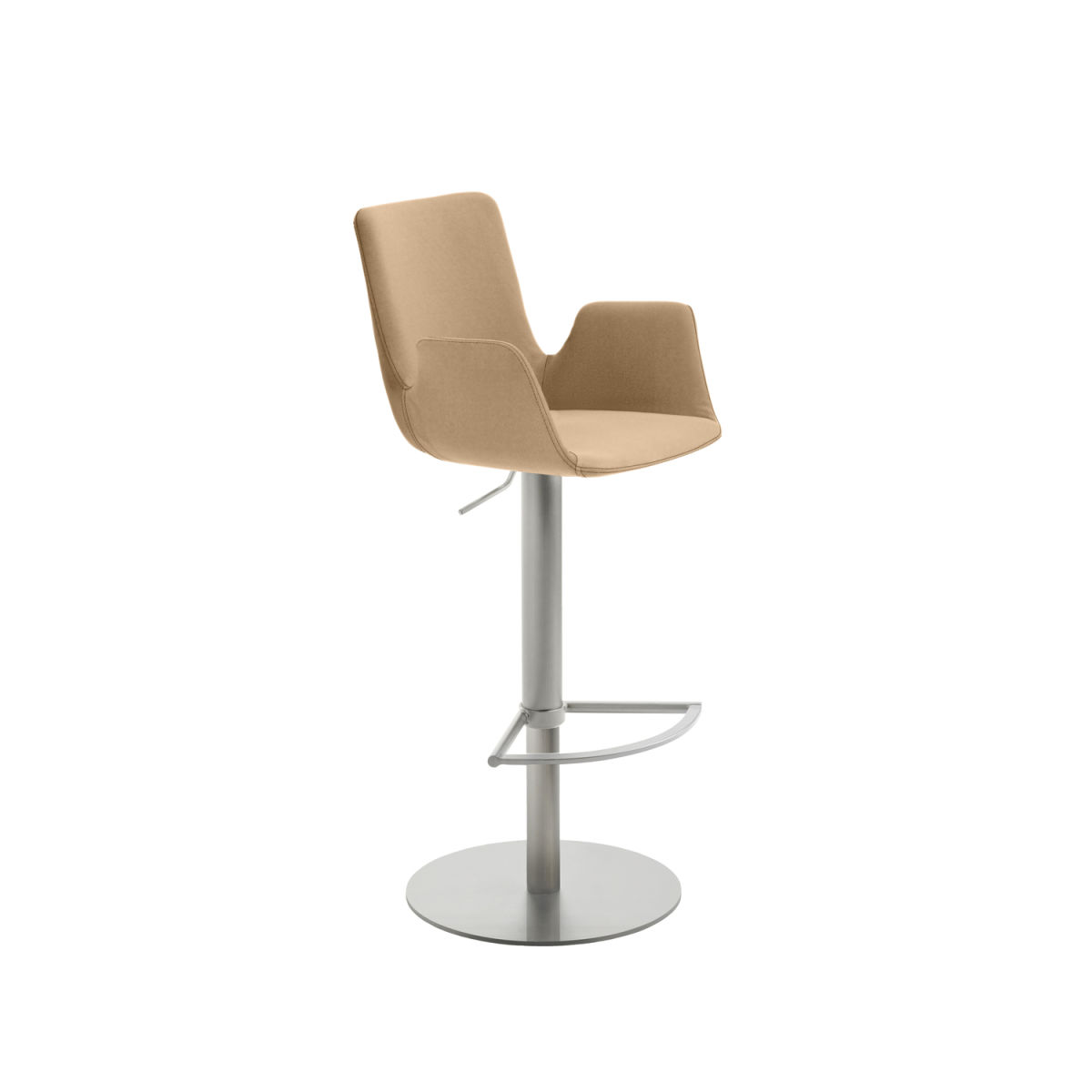 Mayer Sitzmöbel Barstuhl mit Armlehnen 53x51x83 cm (BxTxH); Sitz beige, Gestell edelstahl