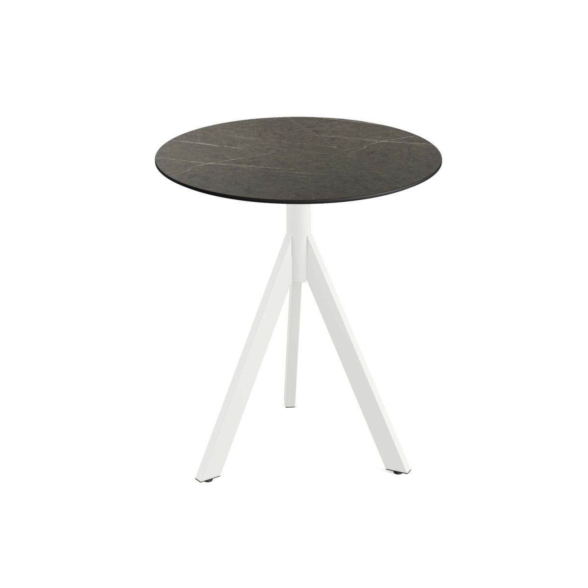 Tavolo da esterno Infinity Tripod con telaio + HPL Ø70 cm Feros; 74x70 cm (HxØ); bianco/marrone; rotonda