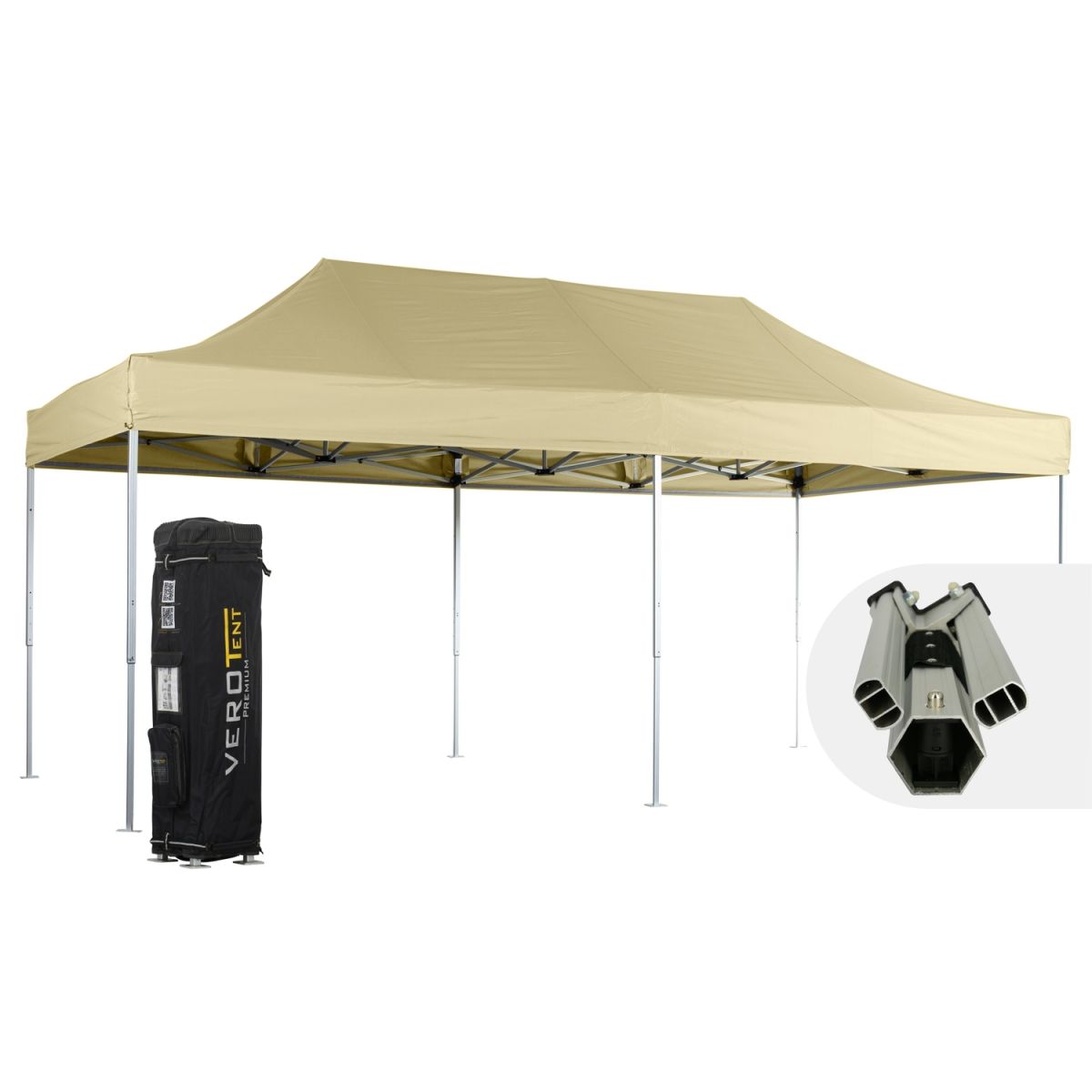 VeroTENT VeroTENT Faltpavillon 4x8m Luxea mit Dach 400x800x400 cm (LxBxH); beige