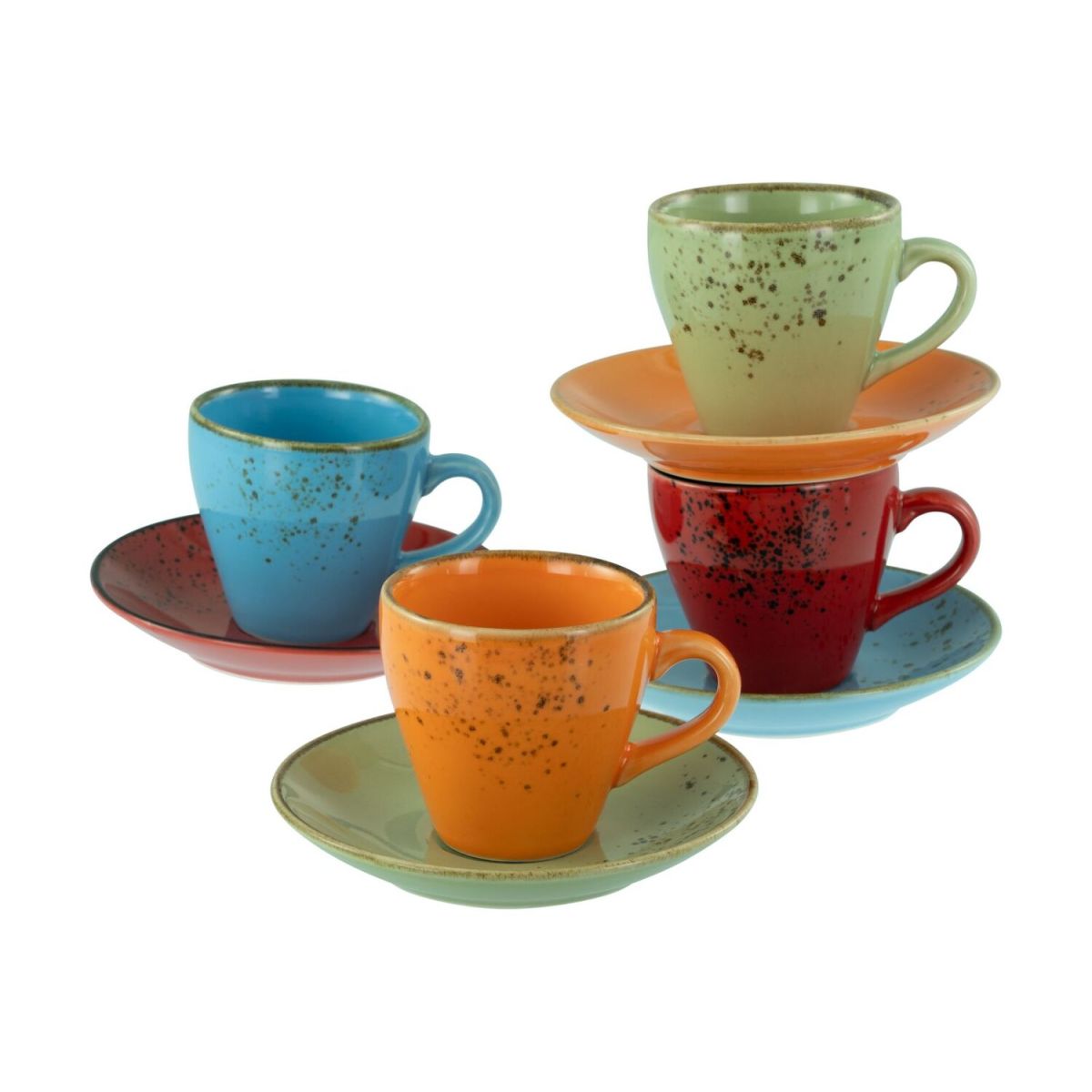 CreaTable Nature Collection - Espresso-Set 8-tlg rot/orange/grün/petrol