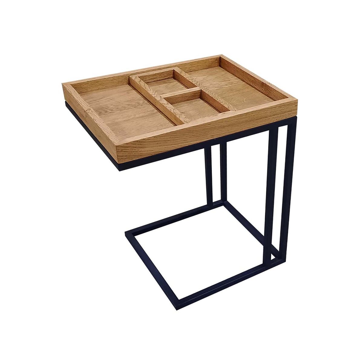 Infantil Beistelltisch 'Mia', Wildeiche mit entnehmbarem Inlay 40x50x60 cm (LxBxH); Platte braun, Gestell schwarz; rechteckig