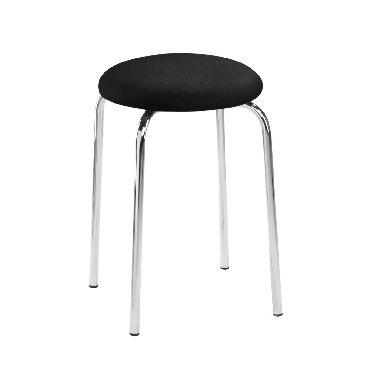 Mayer Sitzmöbel Praktischer Universalhocker, Vierfuß, Bezug Kunstleder 48x48x48 cm (BxTxH); Sitz schwarz, Gestell chrom; rund