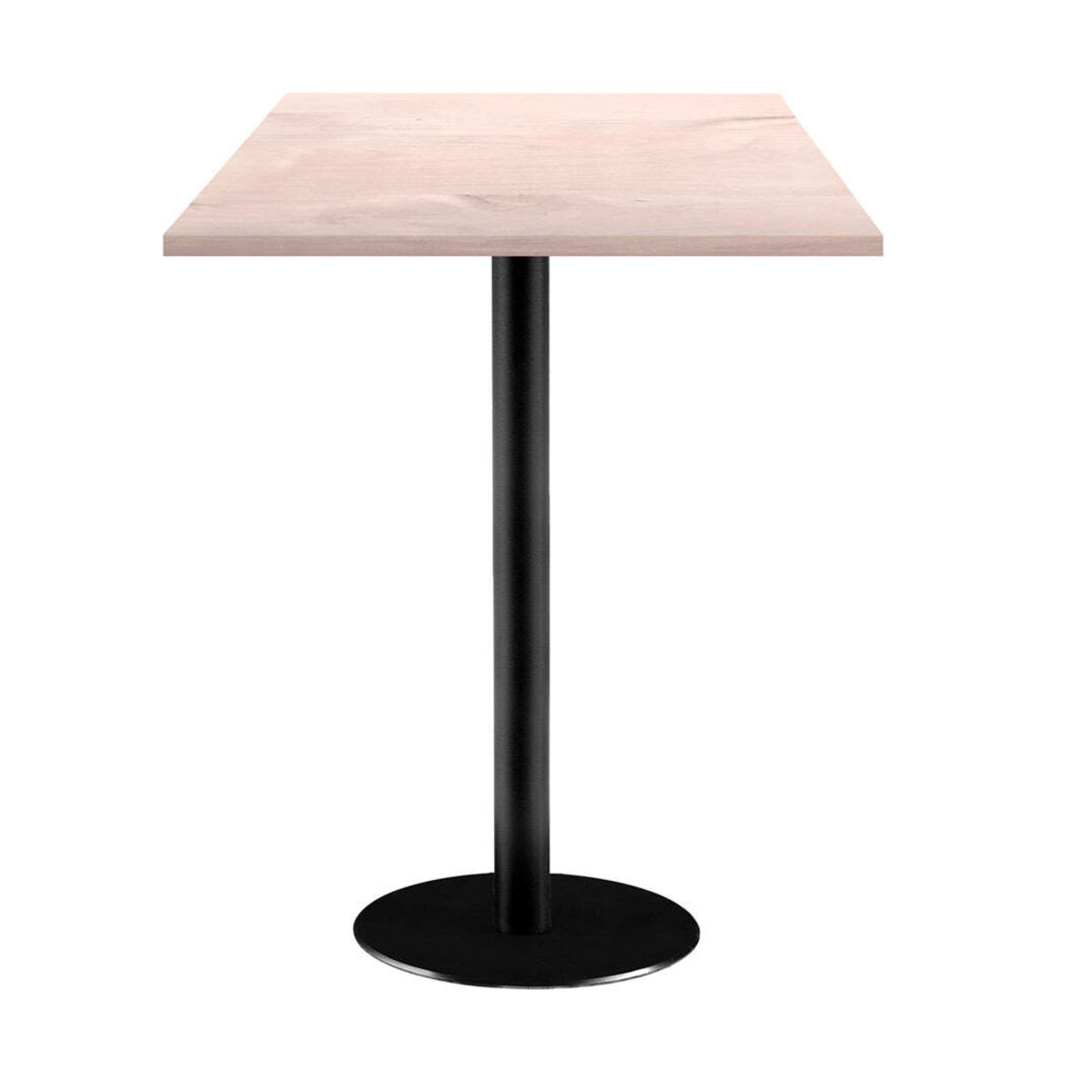 RestooTab Stehtisch Rome quadratisch - Dekor Holz 60x60x113 cm (LxBxH); Platte birke/hellgrau, Gestell schwarz; quadratisch