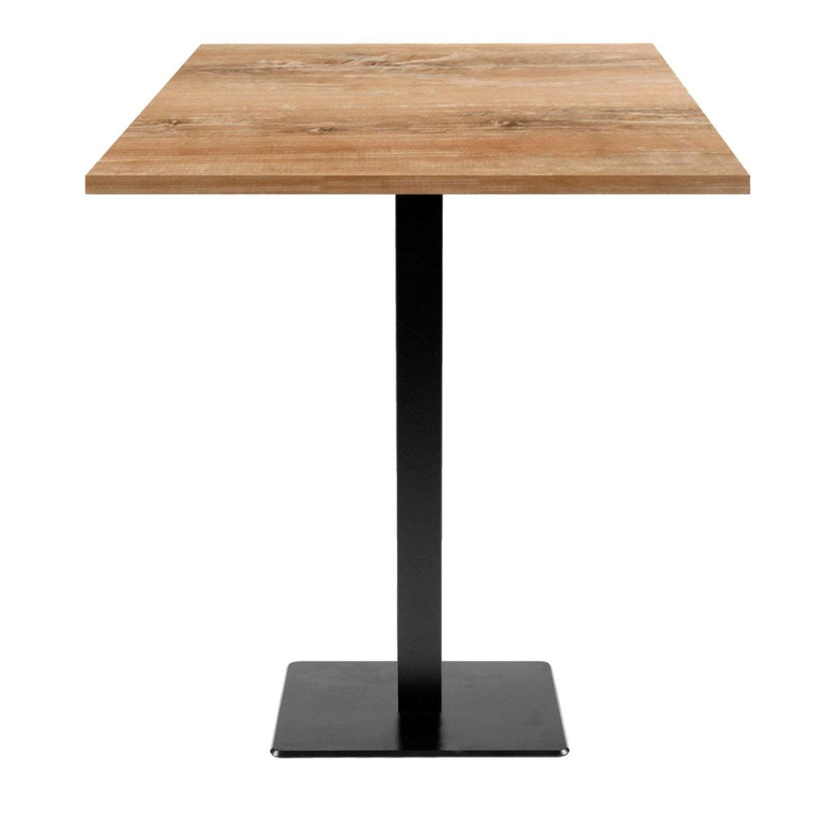 RestooTab Stehtisch Milan quadratisch - Dekor Stein & Holz 70x70x113 cm (LxBxH); Platte eiche antik, Gestell schwarz; quadratisch