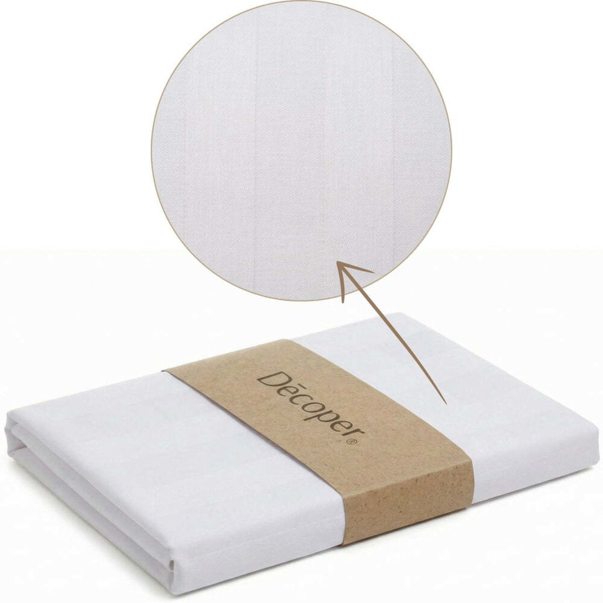 Decoper Streifsatin Bettwäsche Set; 135x200 cm (BxL), 60x80 cm (LxB); weiß