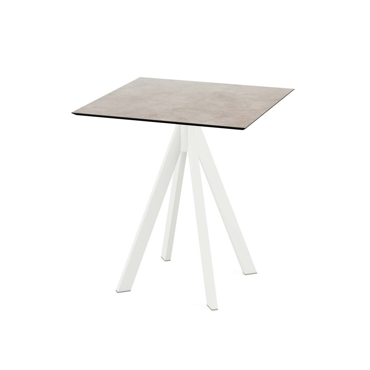 Feros Terrassentisch Infinity Weiß Gestell + HPL quadratisch 70x70x73.2 cm (LxBxH); sand; quadratisch