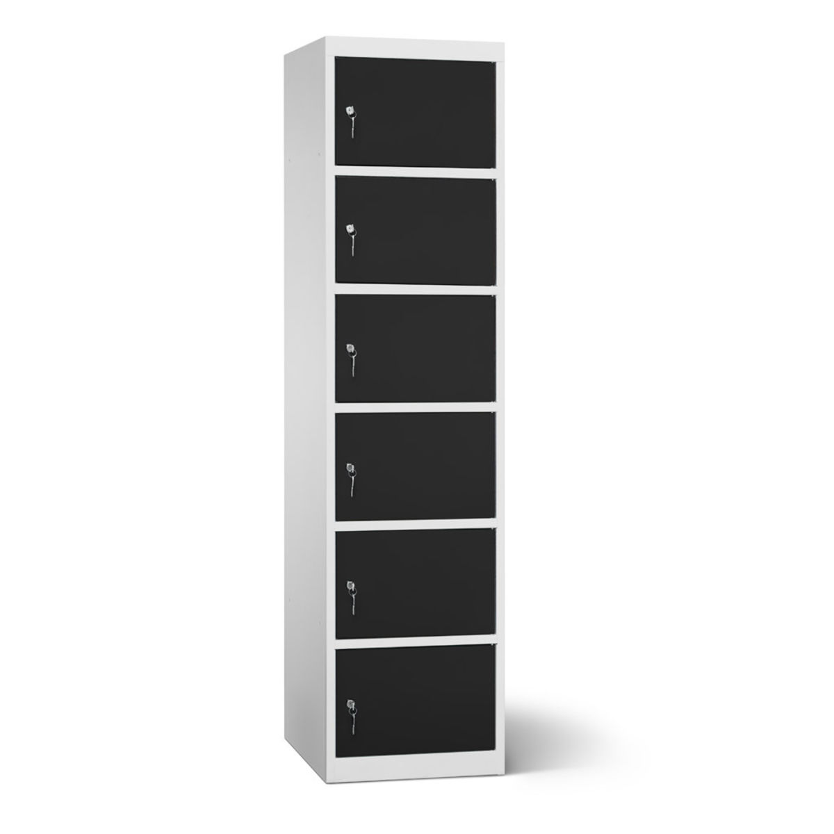 rotstahl Akku-Ladeschrank 6 Fächer mit lichtgrauem Korpus 45x180 cm (BxH); schwarz