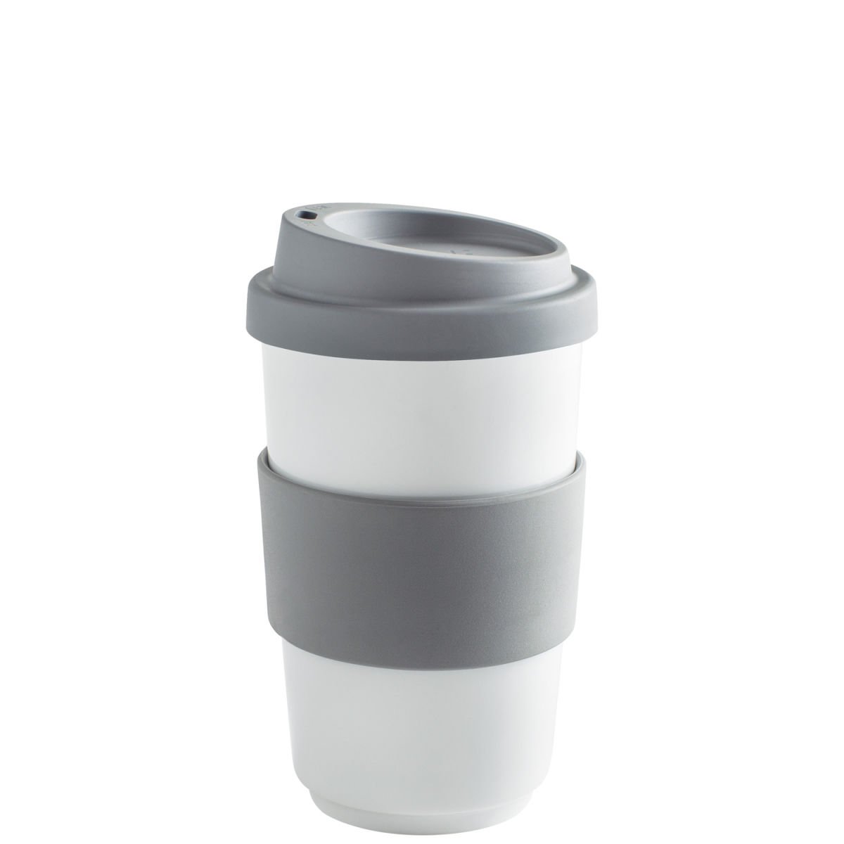 Kahla Becher + Trinkdeckel + Banderole fillit 400 ml, 8x13 cm (ØxH); hellgrau; rund