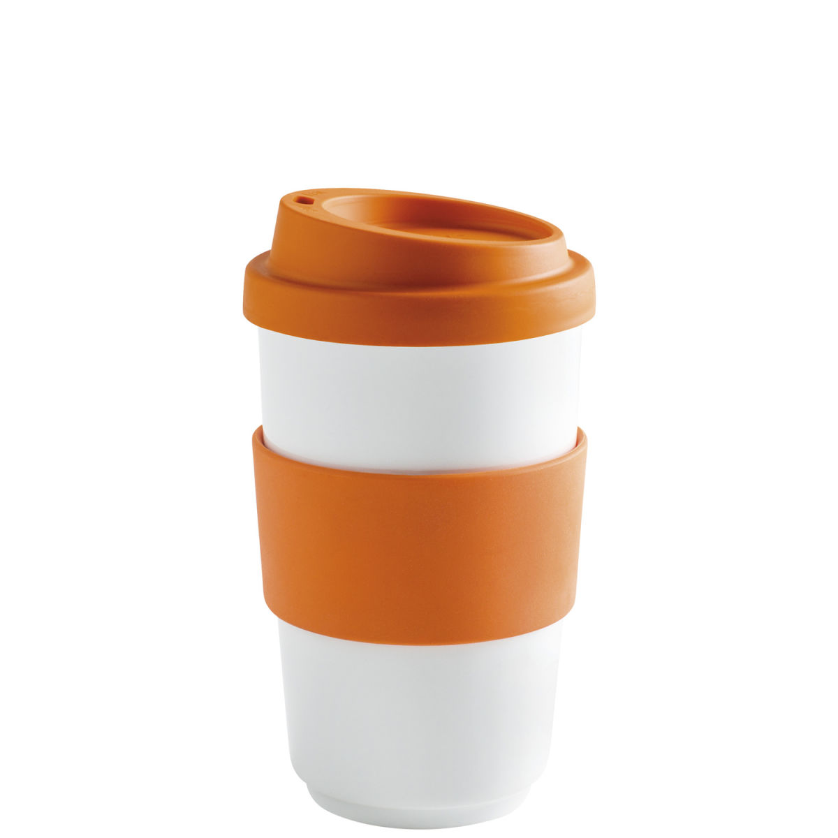 Kahla Becher + Trinkdeckel + Banderole fillit 400 ml, 8x13 cm (ØxH); orange; rund