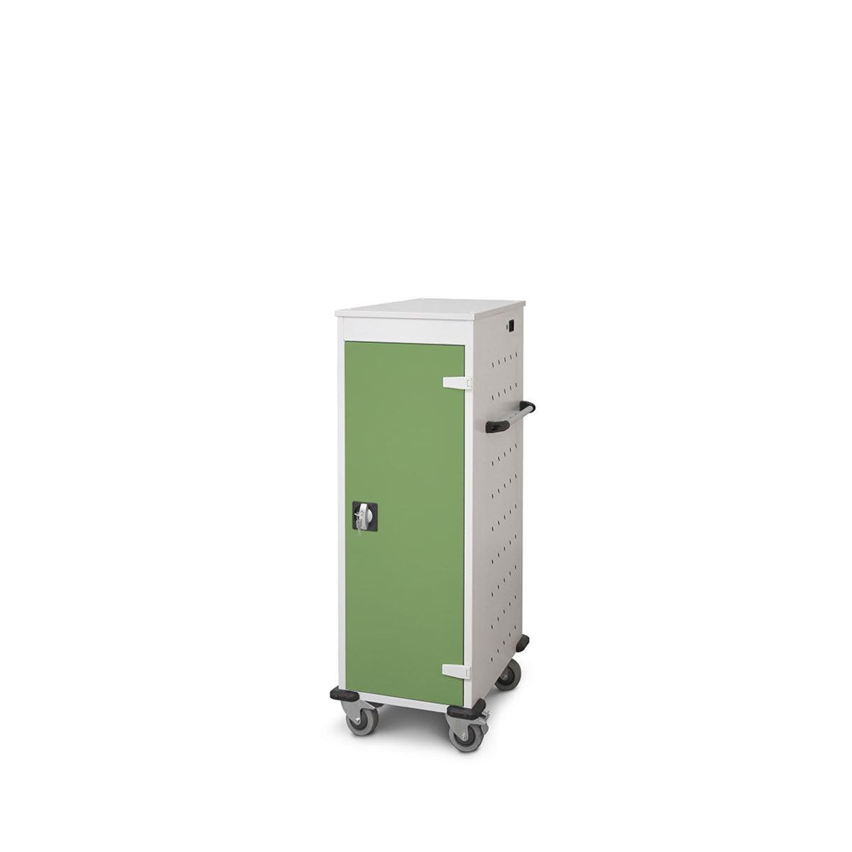 rotstahl Laptopwagen 10 Fächer mit lichtgrauem Korpus 53x125 cm (BxH); hellgrün