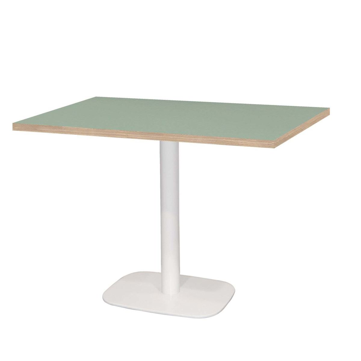 Tavolo Round rettangolare base bianco - laminato tinta unita RestooTab; 120x70x75 cm (LxLxH); verde chiaro/marrone; rettangolare