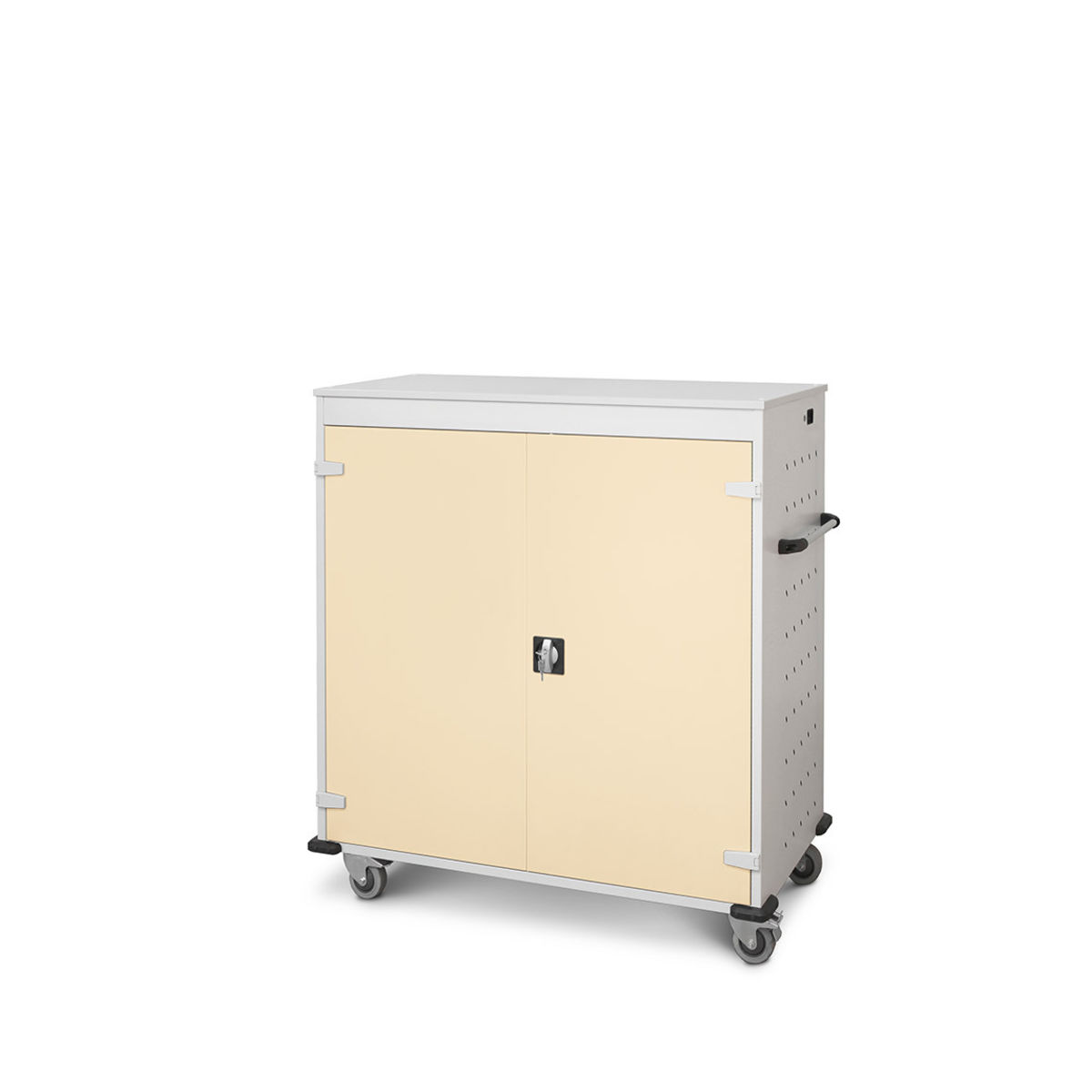 rotstahl Laptopwagen 30 Fächer mit lichtgrauem Korpus 92x131 cm (BxH); elfenbein