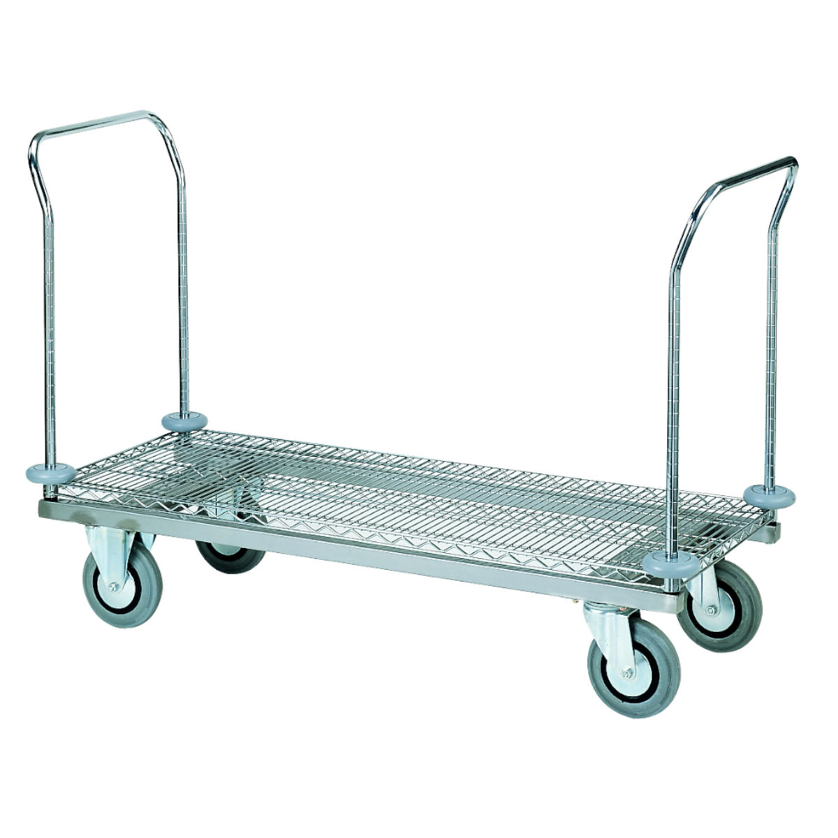 QUATRO Robuster Transportwagen mit verstärkter Basis 90 x 60 152x61x109 cm (BxTxH); silber