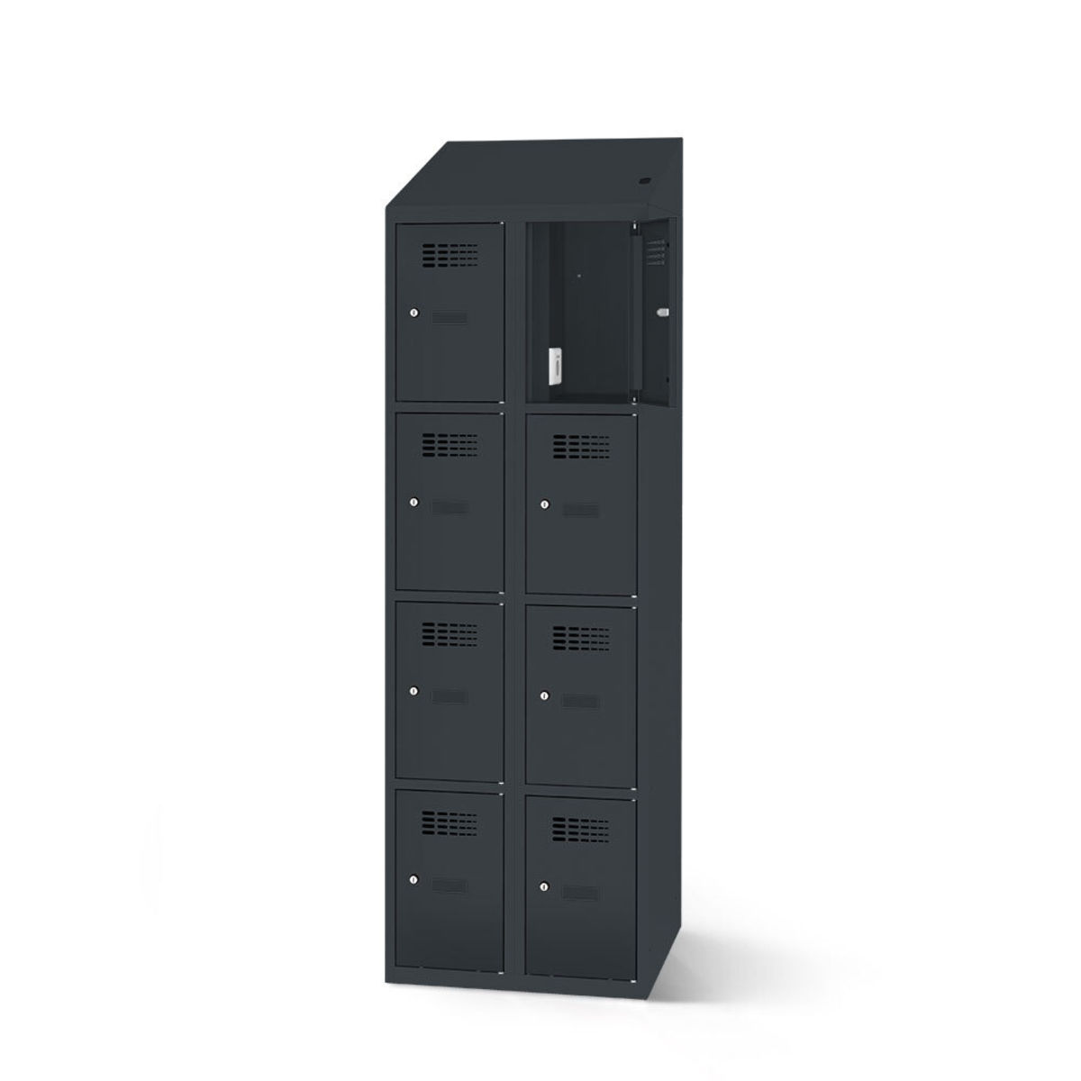 rotstahl Fächerschrank mit Ladefunktion 8 Fächer mit anthrazitgrauem Korpus 60x200 cm (BxH); anthrazit