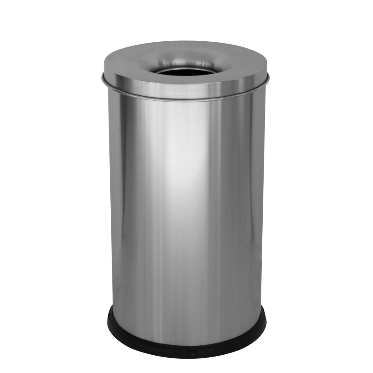 STIL CASA Stil Casa selbstlöschender Abfalleimer, Edelstahl, bodenschonender Kunststoffbodenrand, satiniert. 40 l, 34.5x34.5x31x60.5 cm (LxBxØxH); silber