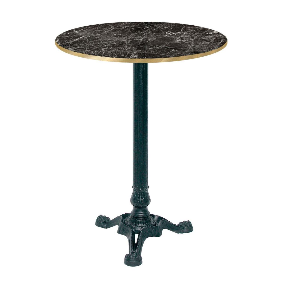 RestooTab Stehtisch Bistrot rund - Kanten messingfarben 60x60x113x60 cm (LxBxHxØ); schwarz/marmoriert/messing; Gestell schwarz; rund