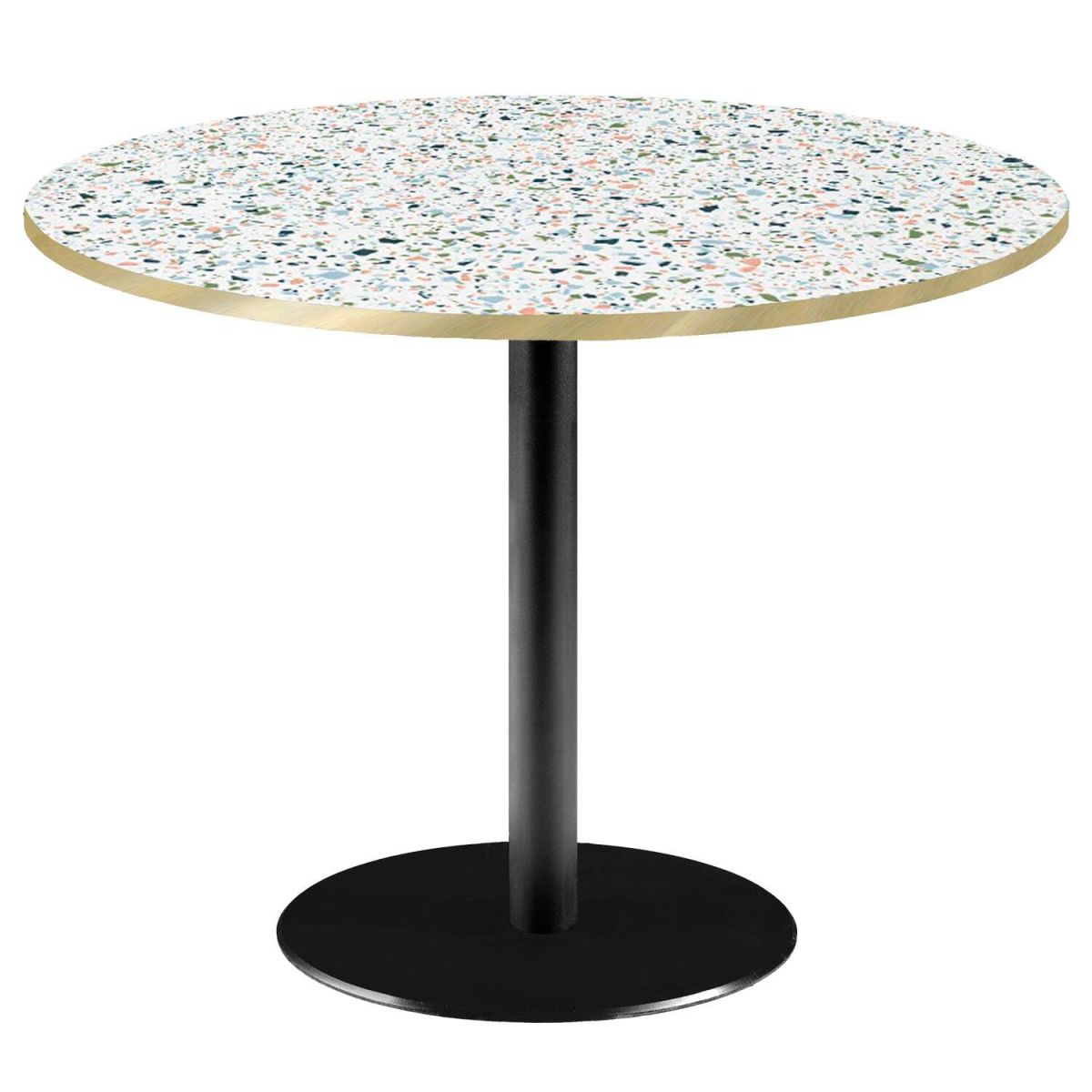 Tavolo Roma XL rotondo - laminato pietra RestooTab; 75x120 cm (HxØ); multicolore/terazzo/ottone; rotonda