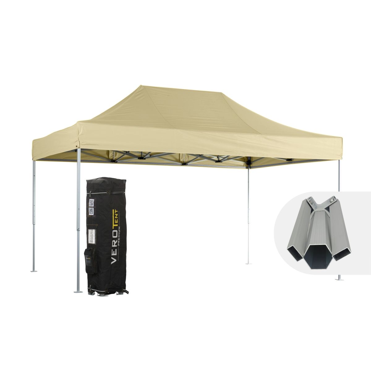 VeroTENT VeroTENT Faltpavillon 3x4,5m Budget50 mit Dach 300x450x330 cm (LxBxH); beige