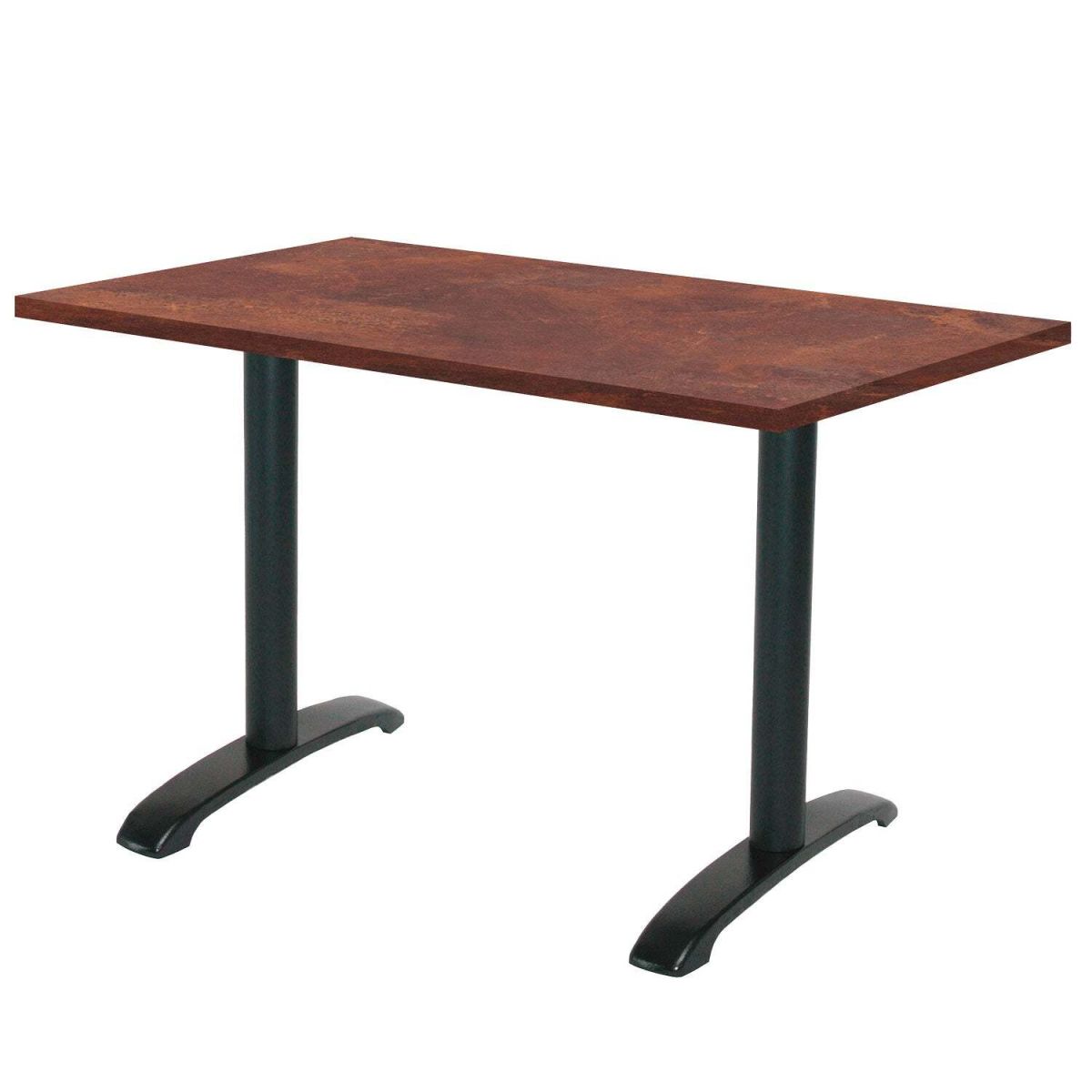 RestooTab Tisch Bazila rechteckig - Dekor Stein & Holz 160x80x74 cm (LxBxH); Platte metall verrostet/braun, Gestell schwarz; rechteckig