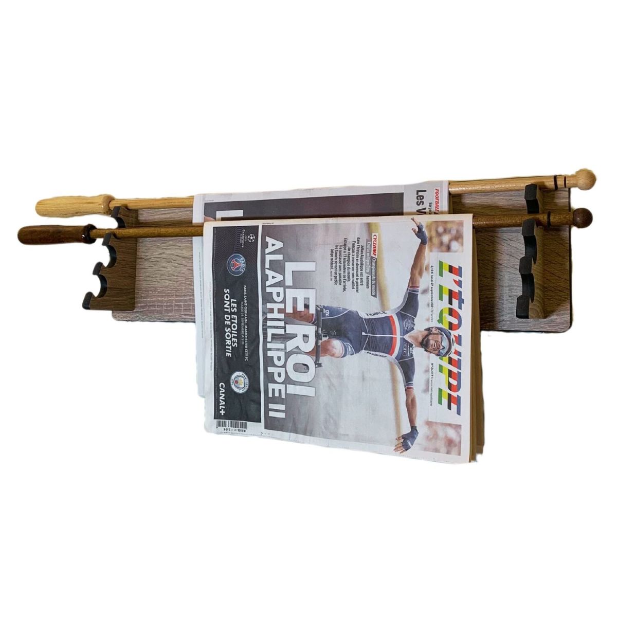 METAFICH Holzständer für Zeitungsstäbe 68x13 cm (BxH); braun