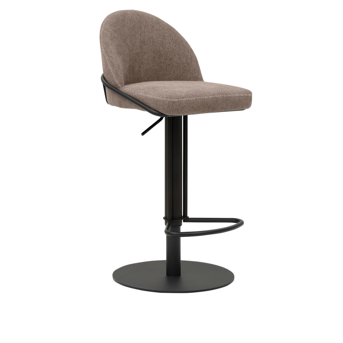 Mayer Sitzmöbel Barhocker höhenverstellbar schwarzes Gestell Stoff 45x51x81 cm (BxTxH); Sitz hellbraun, Gestell schwarz